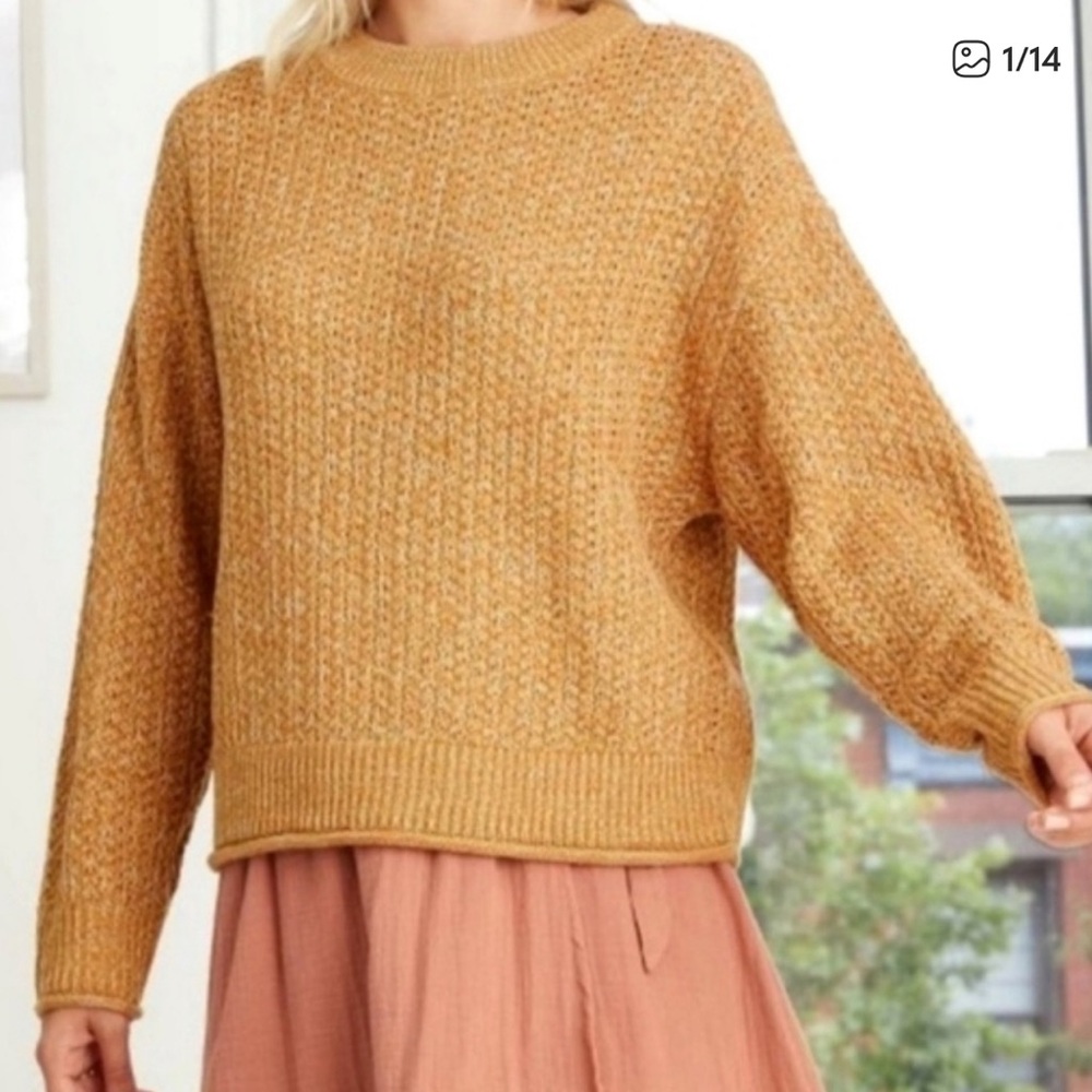 Universal Thread Fall Golden Yellow Mustard Knit Autumn Sweater Size Medium